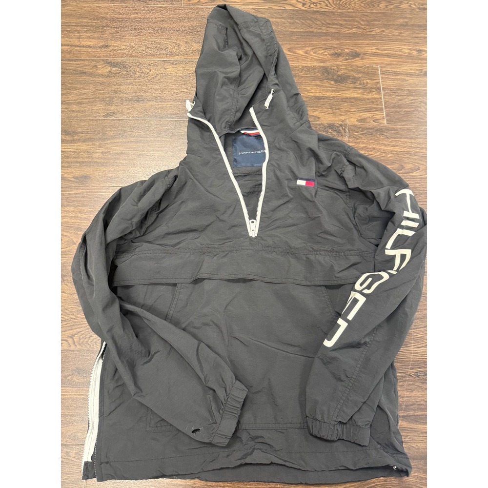 Tommy Hilfiger Hooded‎ Anorak Pullover Jacket Black – Size Small (S)